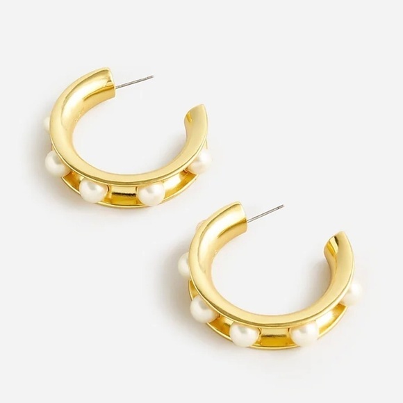 J. Crew Jewelry - J.Crew Women’s Pearl-studded hoop‎ earrings